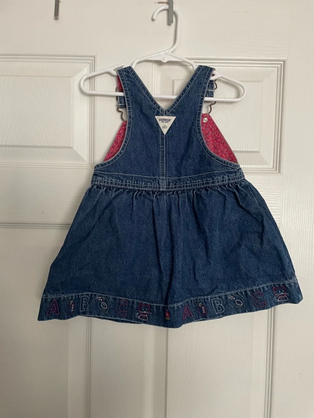 Vintage ABC’s OshKosh B'gosh Girls' 3T Denim Overall Dress with Embroidery